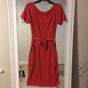 Burnt orange tie dress